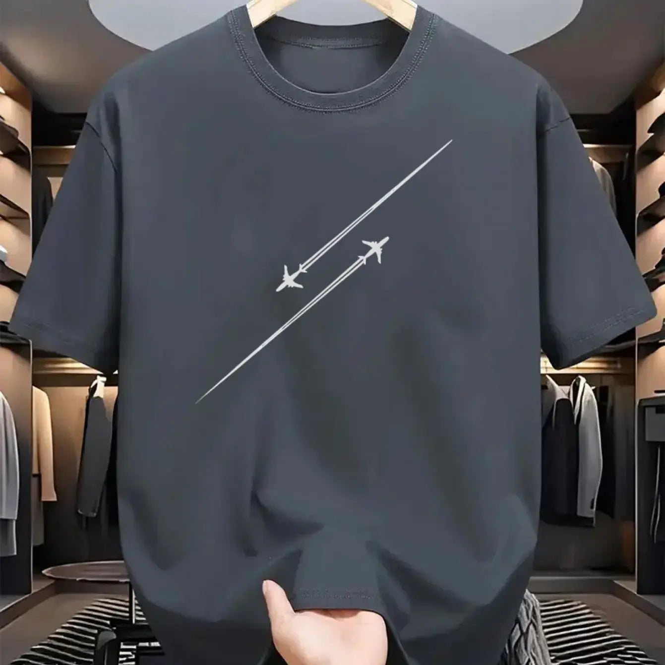 Airplane Flight Track Short Sleeve T-shirt for Men