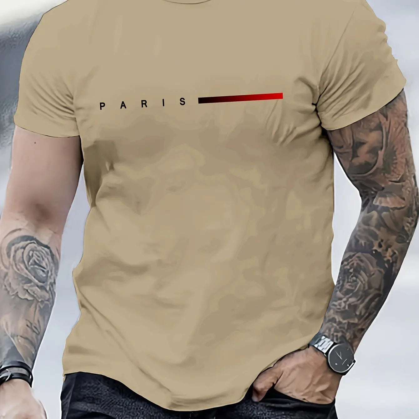 Paris letter Short Sleeve T-shirt for Men