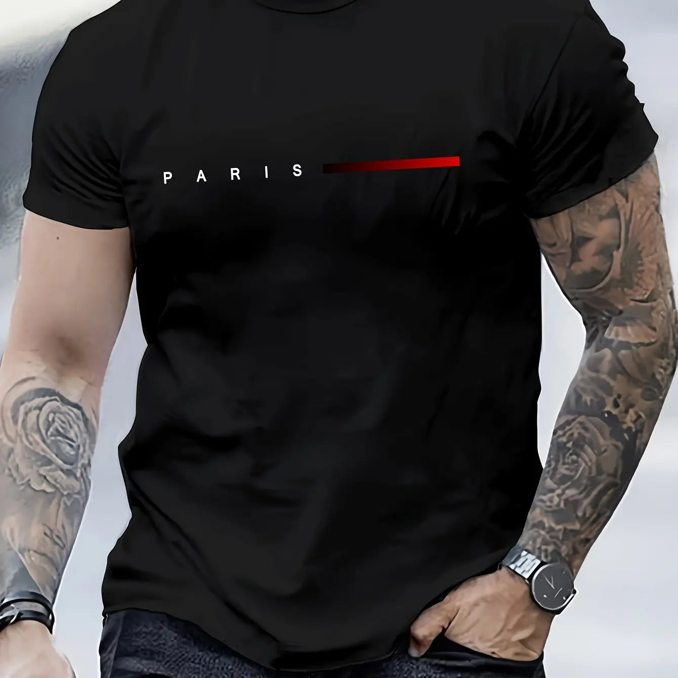 Paris letter Short Sleeve T-shirt for Men