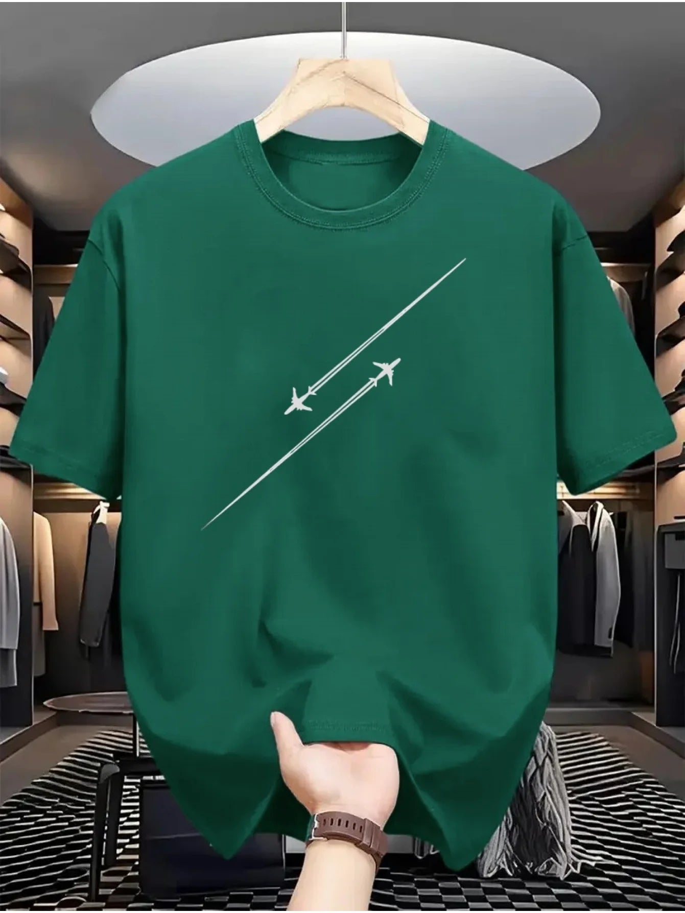 Airplane Flight Track Short Sleeve T-shirt for Men