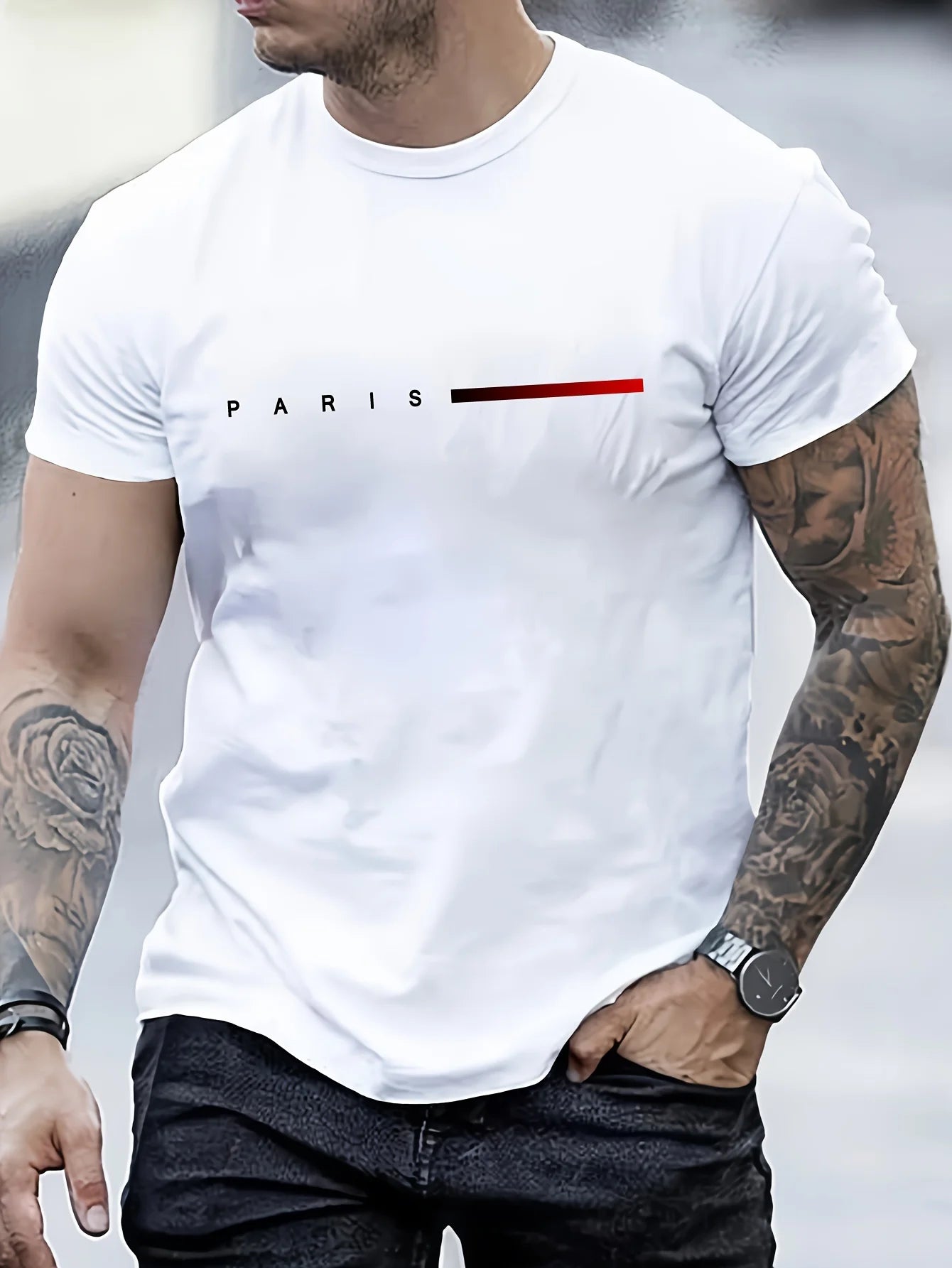 Paris letter Short Sleeve T-shirt for Men