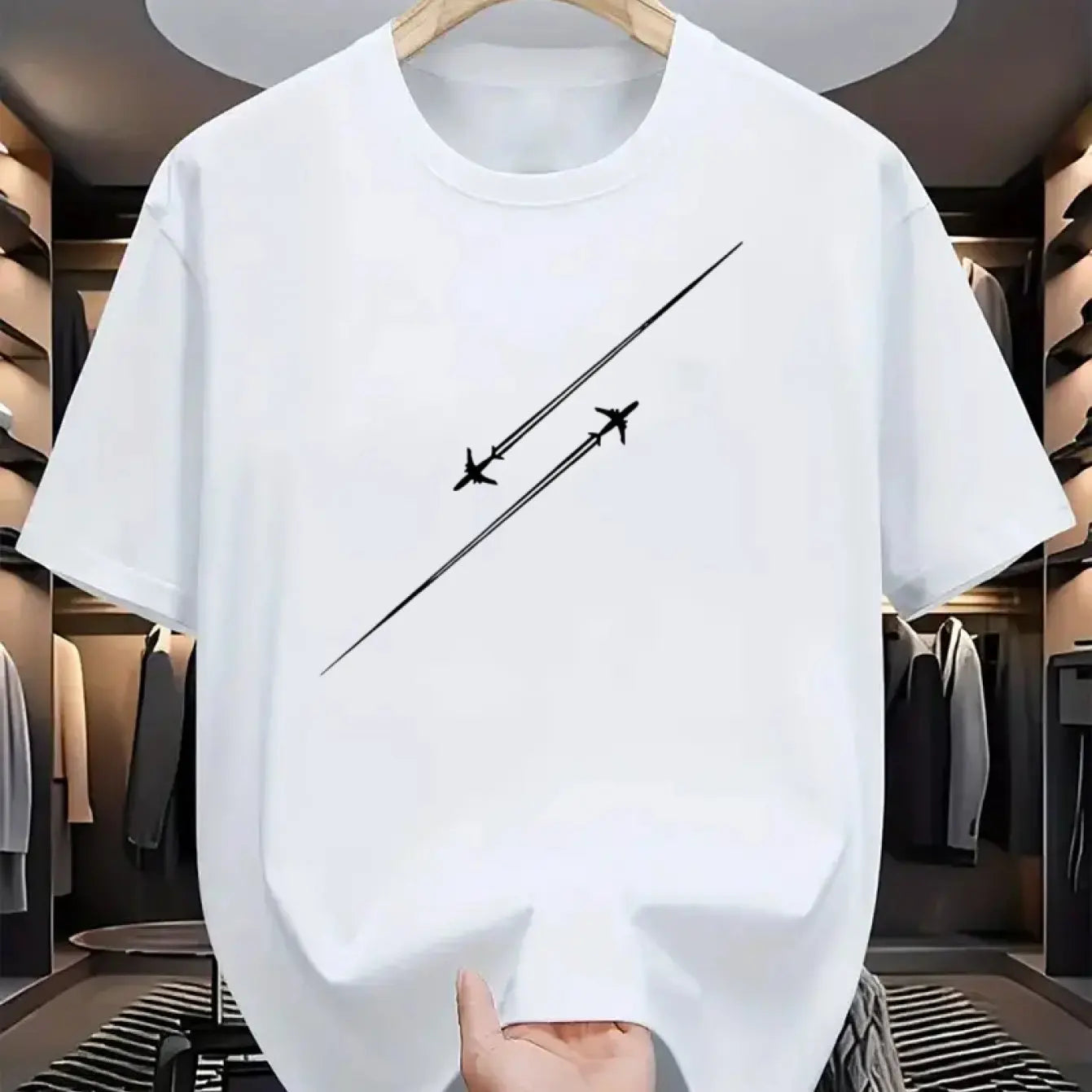 Airplane Flight Track Short Sleeve T-shirt for Men
