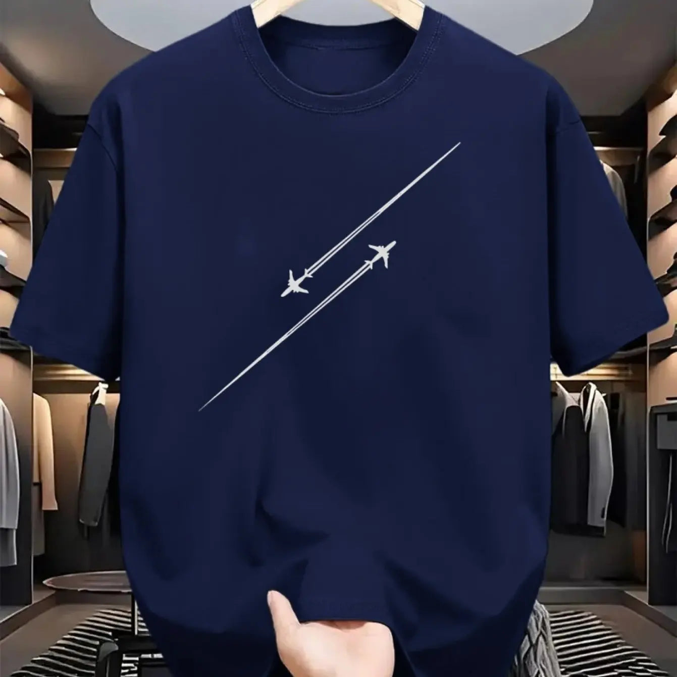 Airplane Flight Track Short Sleeve T-shirt for Men