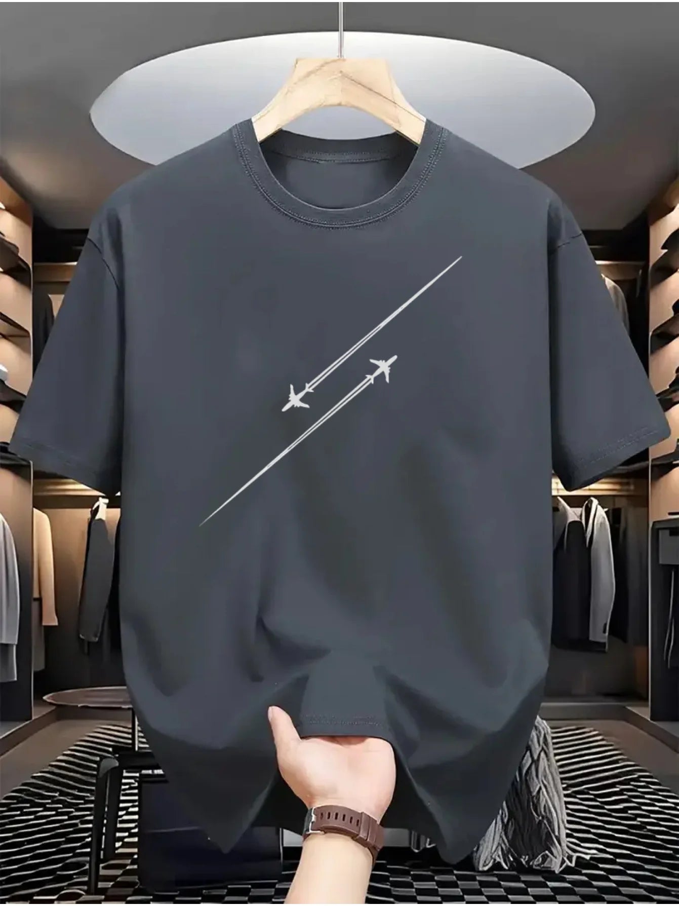 Airplane Flight Track Short Sleeve T-shirt for Men