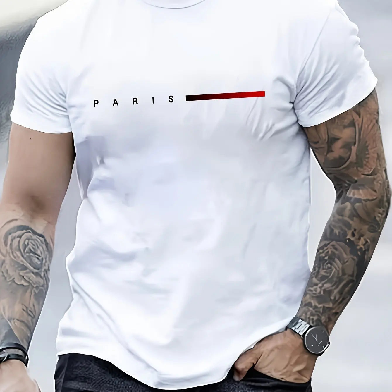 Paris letter Short Sleeve T-shirt for Men