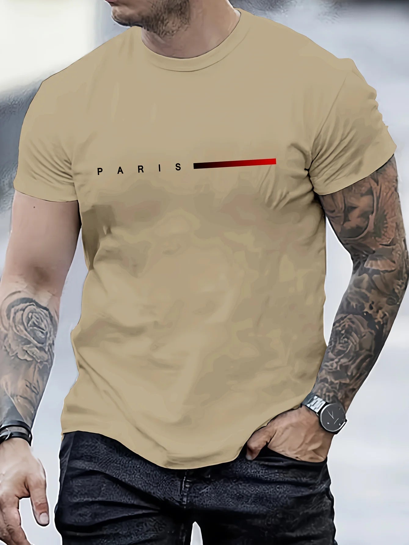Paris letter Short Sleeve T-shirt for Men