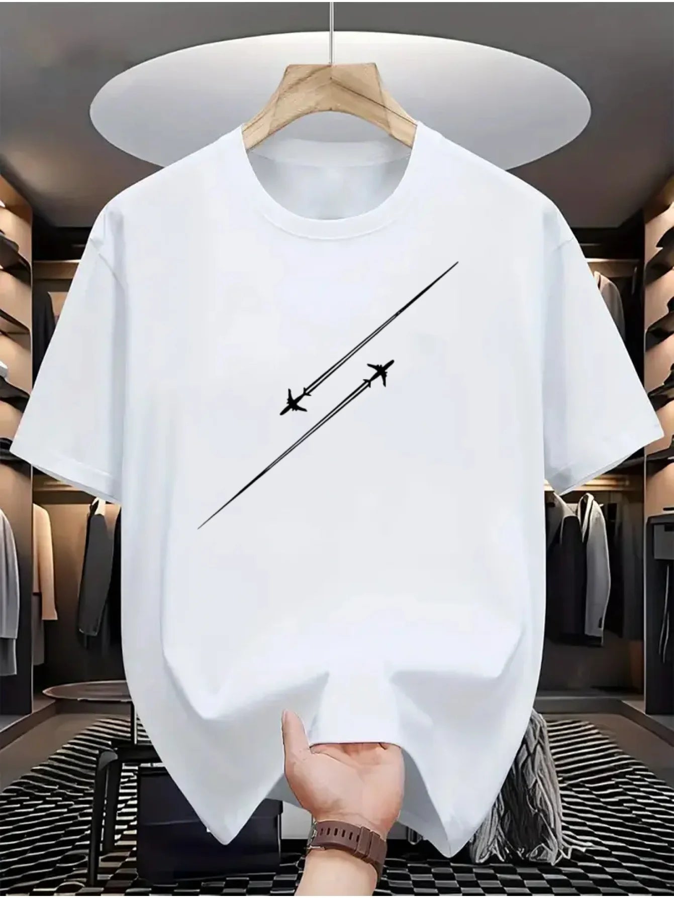 Airplane Flight Track Short Sleeve T-shirt for Men