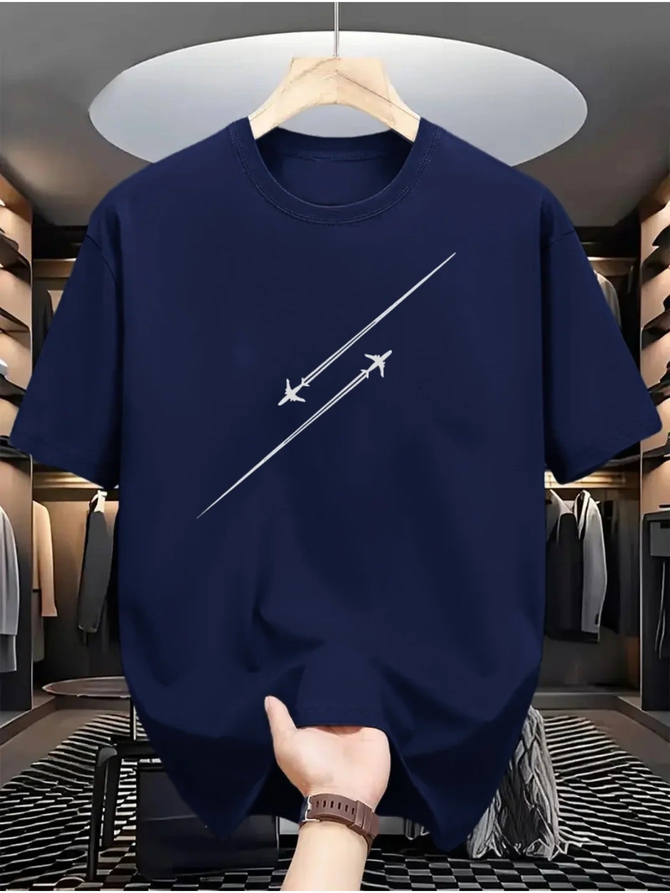 Airplane Flight Track Short Sleeve T-shirt for Men