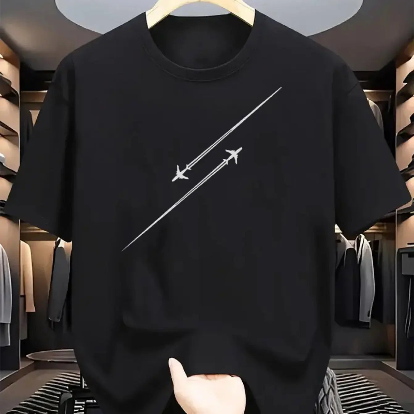 Airplane Flight Track Short Sleeve T-shirt for Men
