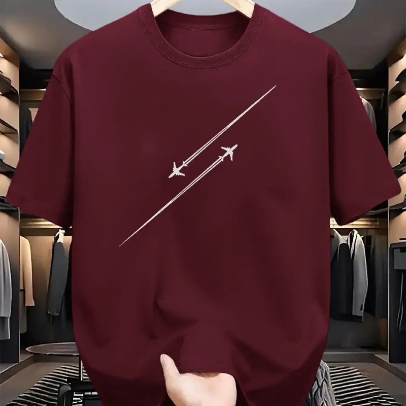 Airplane Flight Track Short Sleeve T-shirt for Men