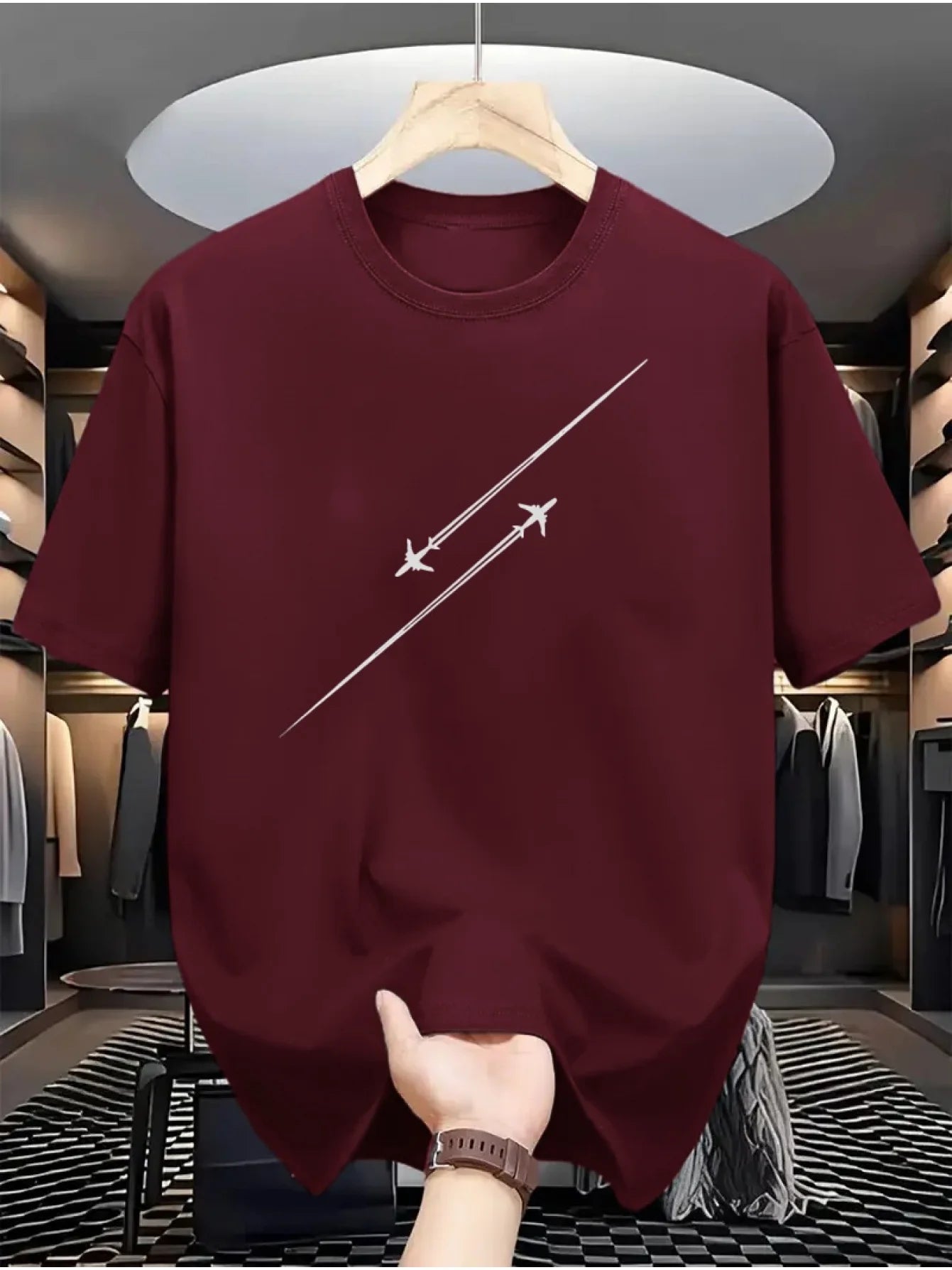 Airplane Flight Track Short Sleeve T-shirt for Men