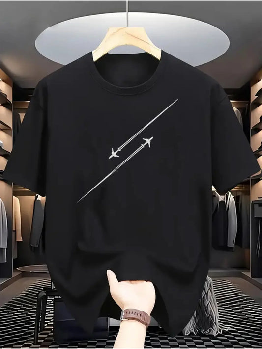 Airplane Flight Track Short Sleeve T-shirt for Men